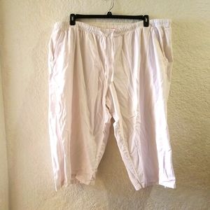 Off White light weight denim Petite pant with Drawstring waistband
